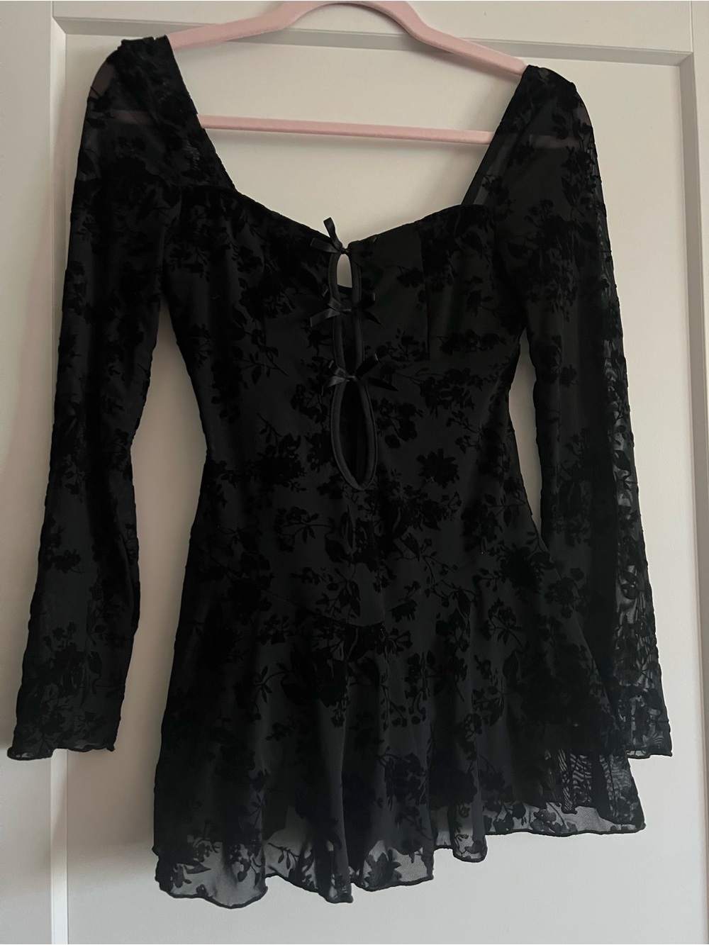 Gothic black mini dress worn